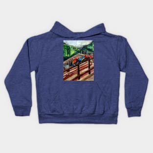 Colorful Companions in the Aviary. Kids Hoodie